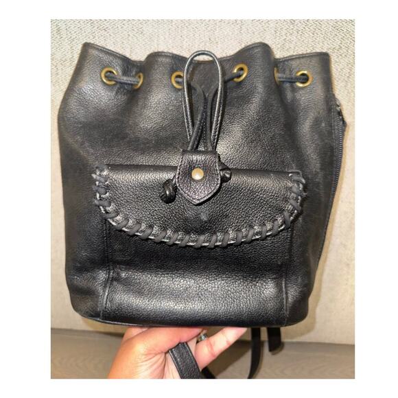 YSL Yves Saint Laurent Black Whipstitch Leather Flap Backpack Designer Luxury - Picture 6 of 10